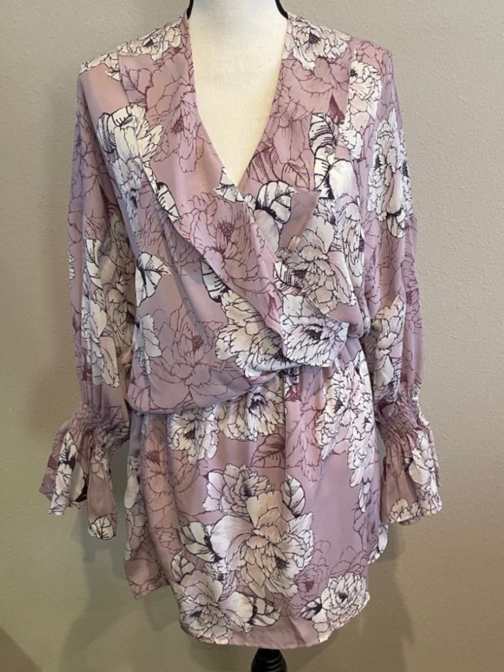 Floral Blouse sleeve mini dress Size Small